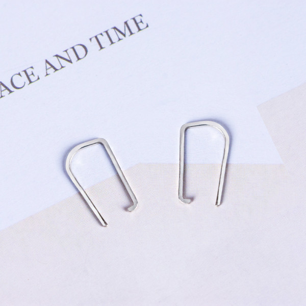 925 Silver Stapler Needle Ear Studs Gift for Her for Him