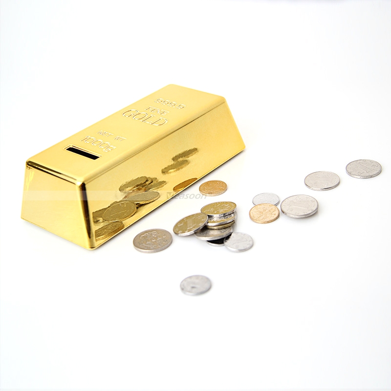 Gold Bar Piggy Bank Feng Shui Decoration Lucky Money Coin Box