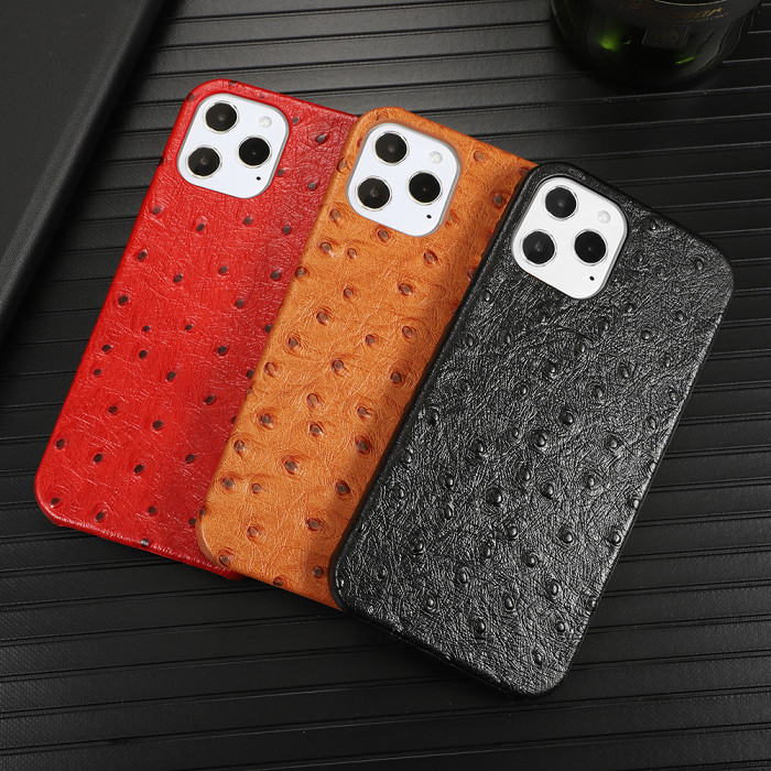 Ostrich Skin Apple iPhone 12 Case for iPhone 11 HUAWEI P40 Genuine Leather Case