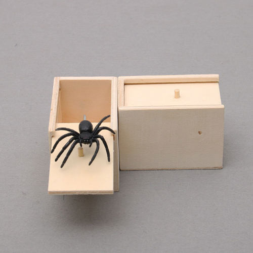 Spider Scare Box Prank Plans Trick Joke Halloween Spider Wood Box Toy