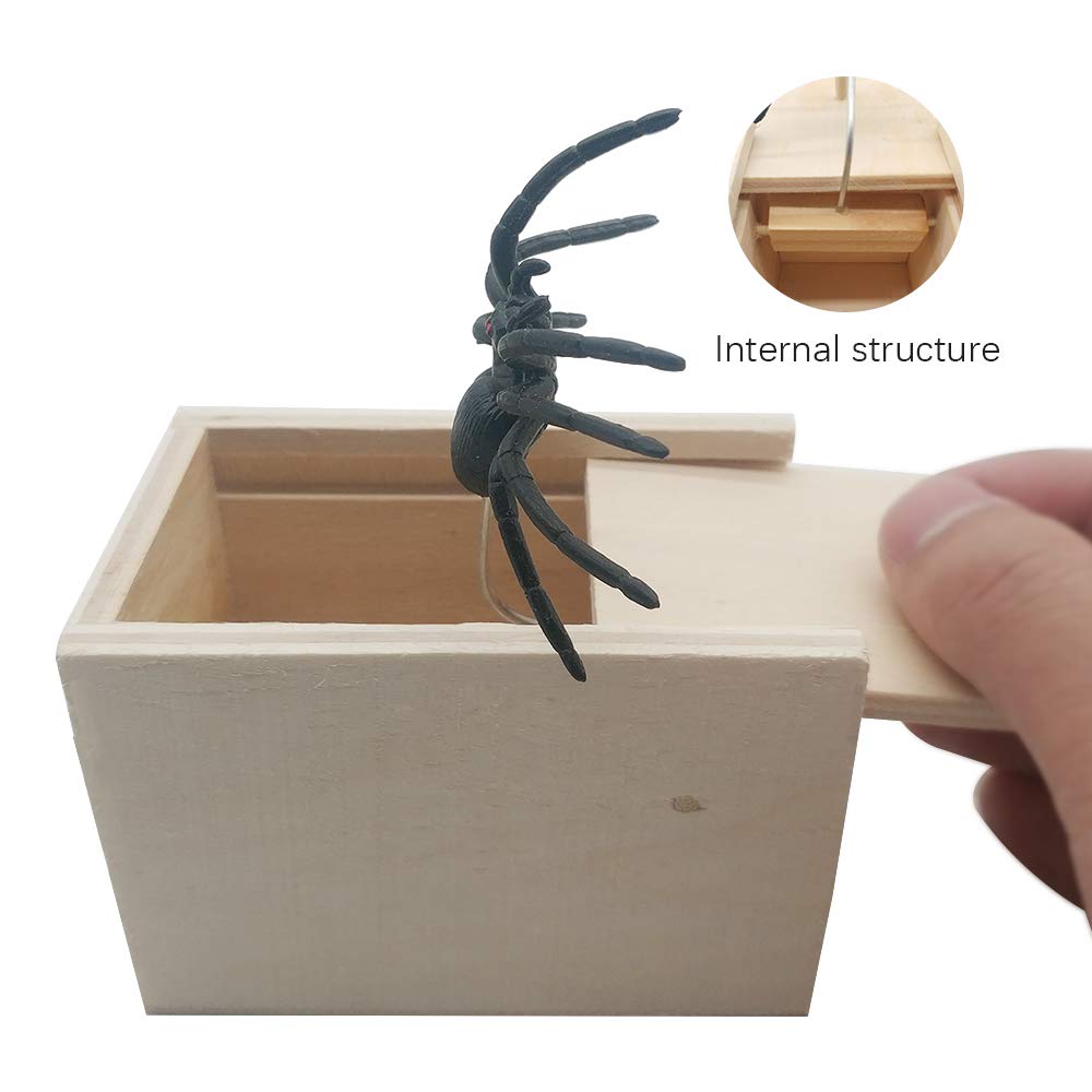 Spider-Scare-Box-Prank-Plans-Trick-Joke-Halloween-Spider-Wood-Box-Toy