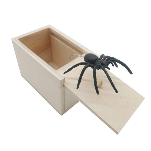 Spider Scare Box Prank Plans Trick Joke Halloween Spider Wood Box Toy
