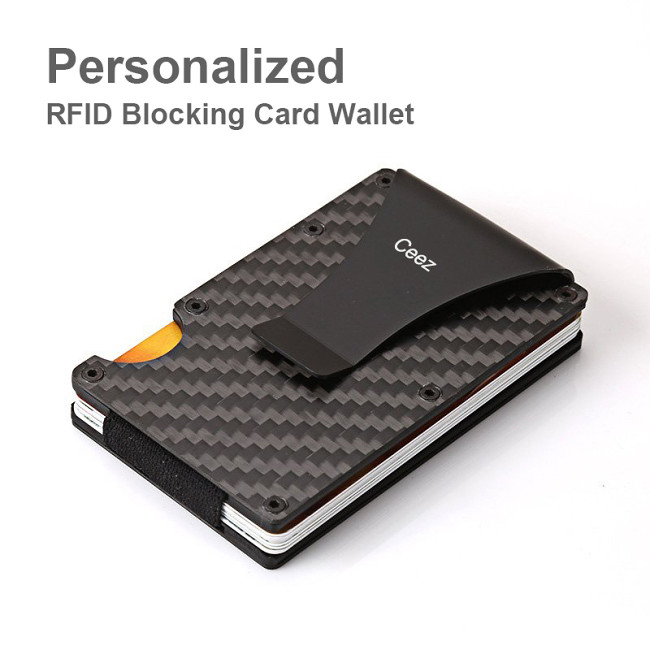 Personalized Carbon Fiber RFID Blocking Card Wallet Custom Gifts Wedding Gifts For Groom