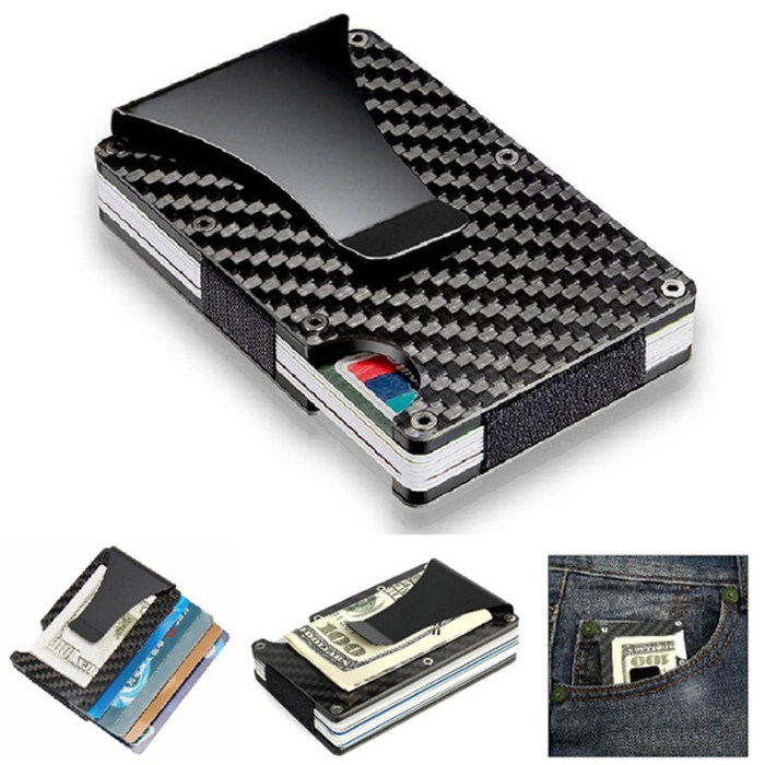 Personalized Carbon Fiber RFID Blocking Card Wallet Custom Gifts Wedding Gifts For Groom
