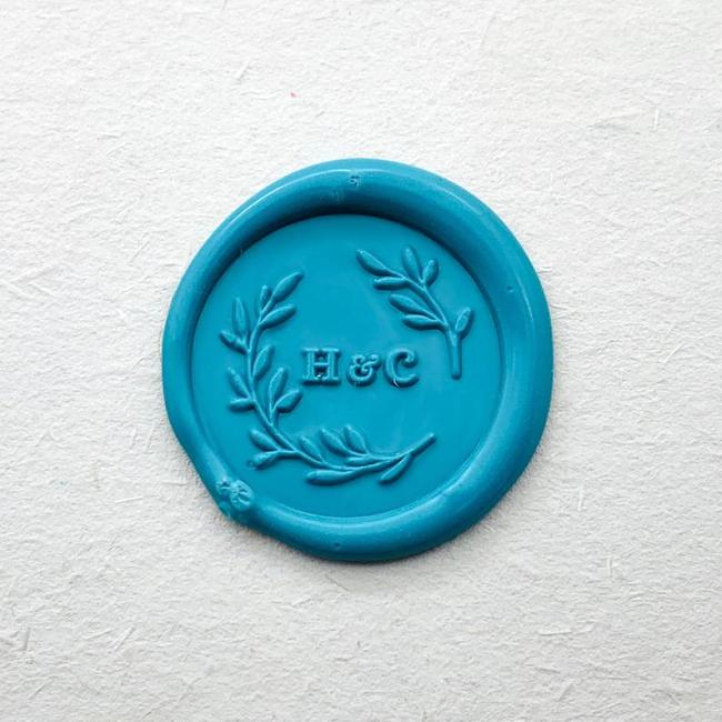 Custom Initials with Leaves Wax Seal Stamp - Wedding Initials Seal - Wedding Invitation Initial Seal - Custom Wedding Stamp - Wedding Seal