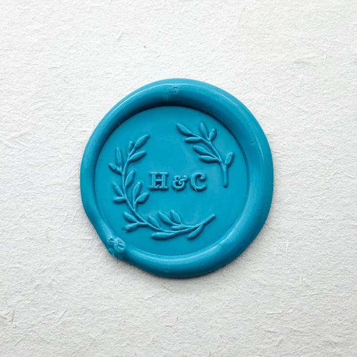 Custom Initials with Leaves Wax Seal Stamp - Wedding Initials Seal - Wedding Invitation Initial Seal - Custom Wedding Stamp - Wedding Seal
