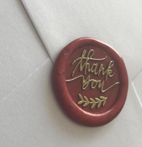 Wax seal - THANK YOU - Red (Dark) / Or King Blue / Or Purple - Handmade