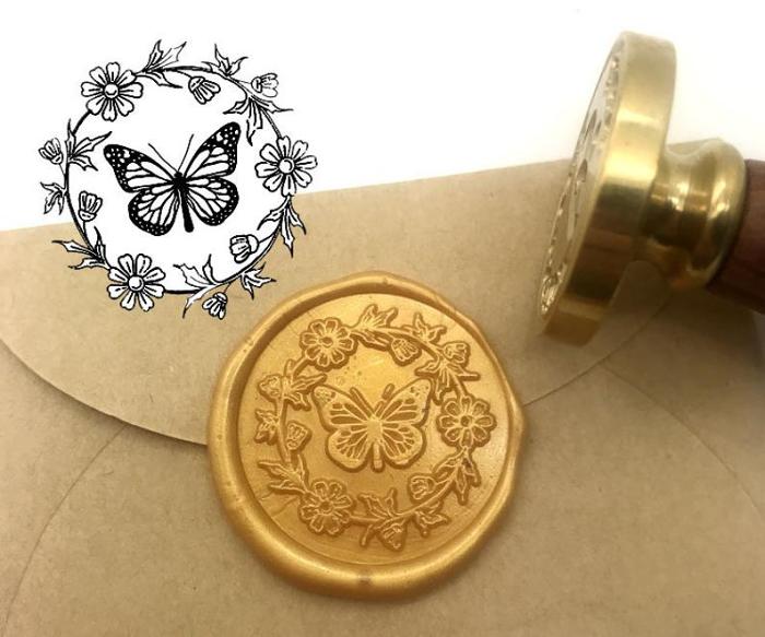 Butterfly Flower Wax Seal Stamp Kit Wedding Invitation Sealing Wax Stamp Kits Custom