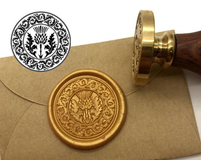Thistle Wax Seal Stamp Kit - Scottish Thistle Sealing Wax Stamp - Scottish Thistle Wax Seal - Envelope Wax Seals - Party Wax Stamp