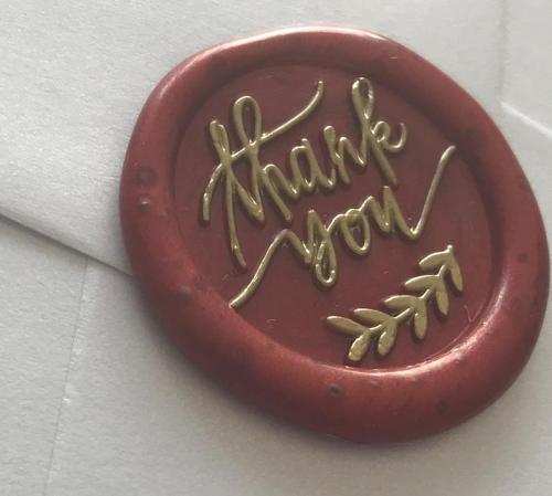 Wax seal - THANK YOU - Red (Dark) / Or King Blue / Or Purple - Handmade