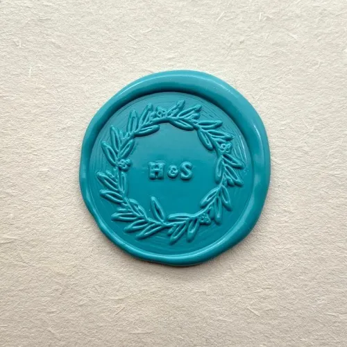 Personalized Leaves Wreath Initials Wax Seal Stamp - Custom Wedding Sealing Wax Stamp - Invitation Wax Stamp - Wax Seal Kit - Wax Stamp