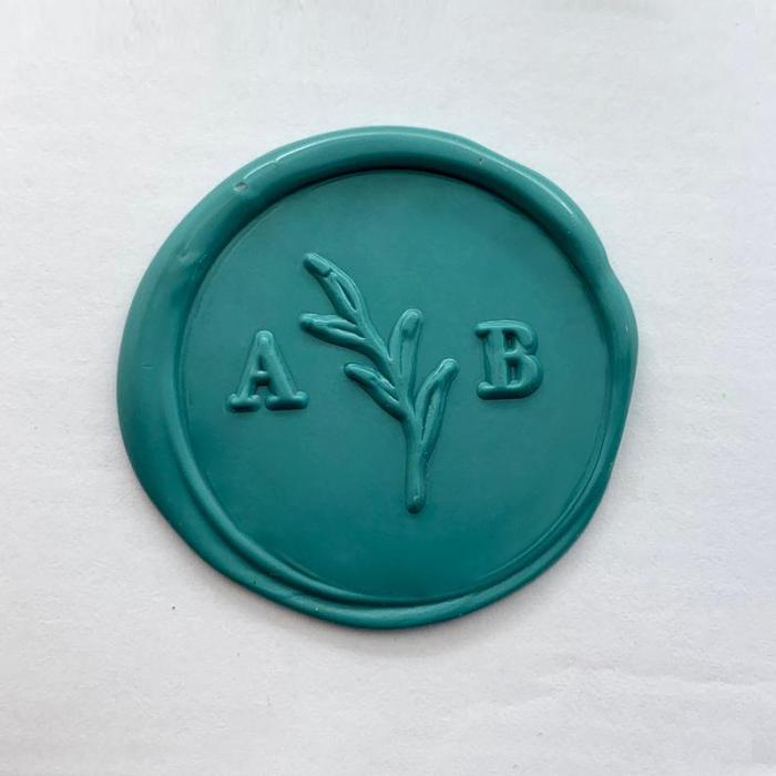 Personalized Leaves Initials Wax Seal Stamp Kit - Custom Wedding Wax Stamp