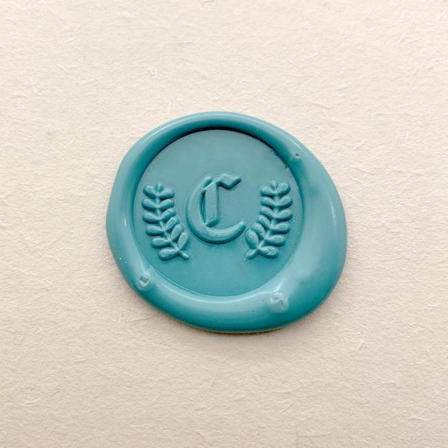 Custom Initial with Leaves Wax Seal Stamp - Personalized Wax Seal Stamp - Initial Sealing Wax Stamp