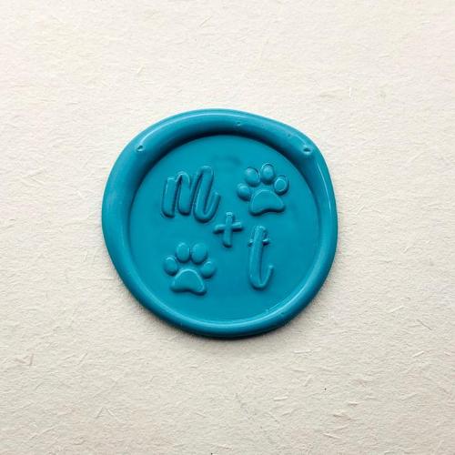 Dog Claw Intials Sealing Wax Stamp - Custom Pet Birthday Wax Seal Stamp - Wedding Invitation Wax Seal Stamp Set