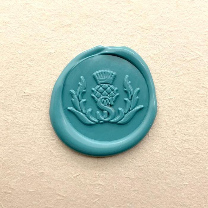 Custom Initial with Thistle Wax Seal Stamp - Scottish Thistle Wax Seal Stamp - Initial Sealing Wax Stamp - Wax Seal Stamp Kit