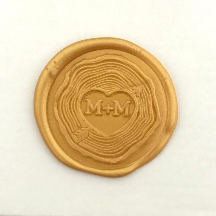Tree Ring Heart Initials Wax Seal Stamp Personalized Wedding Invitation Seal Wax Stamp