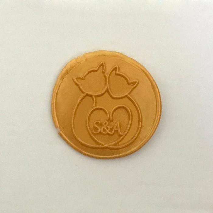 Personalized Initial Sealing Wax Stamp - Cat Sealing Wax Stamp - Heart Initial Wax Seal Stamp - Custom Wedding Stamp - Wedding Seal Stamp