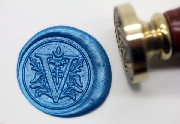 Floral Letters V Wax Seal Kit Alphabet Letter V Wax Seal Stamp