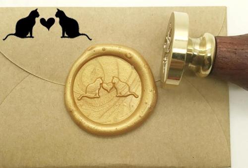 Lovely Heart Cat Wax Seal Stamp Kit Wedding Invitation Sealing Wax Stamp Kits Custom Wax Seal