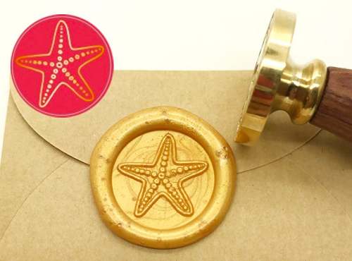 Starfish Wax Seal Stamp Kit Wedding Invitation Sealing Wax Stamp Kits Custom Wax Seal Paper Wooden Gift Box Package