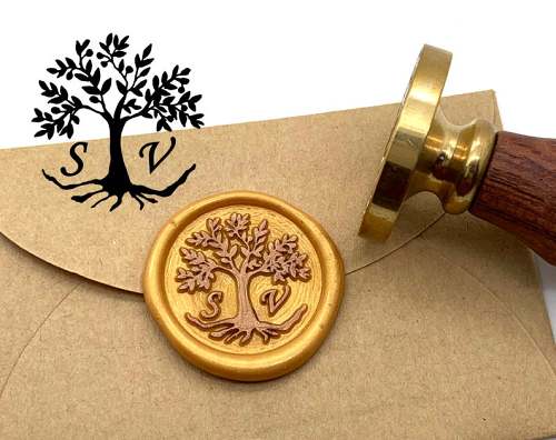 Tree Initials Wax Seal Stamp Personalized Monogram Custom wedding seals wedding invitation seal custom wedding stamp