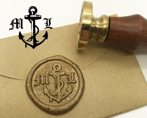 Anchor Initials Wax Seal Stamp Personalized Monogram Custom wedding seals wedding invitation seal custom wedding stamp