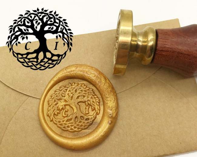 Tree Initials Wax Seal Stamp Personalized Monogram Custom wedding seals wedding invitation seal custom wedding stamp