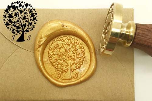 Tree Initials Wax Seal Stamp Personalized Monogram Custom wedding seals wedding invitation seal custom wedding stamp