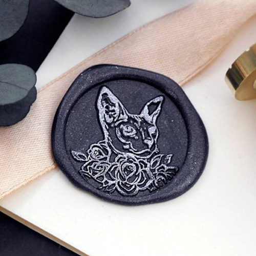 Rose Sphynx Cat Metal Stamp / Wedding Wax Seal Stamp