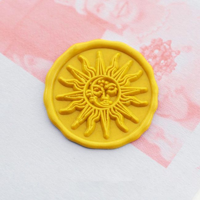 Sun & Moon with Human Faces Metal Stamp / Wedding Wax Seal Stamp