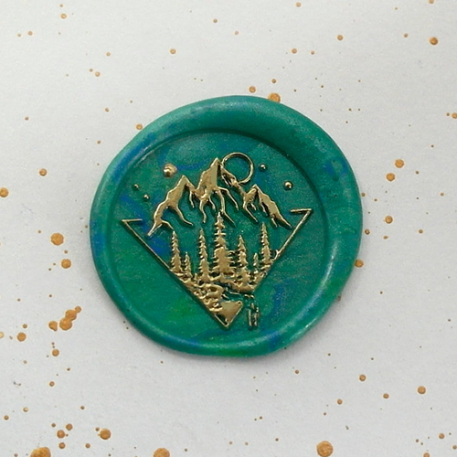 Mountain Forest Moon Star Metal Stamp / Wedding Wax Seal Stamp