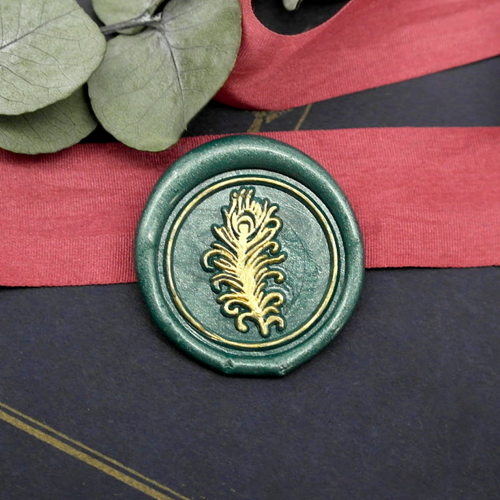 Peacock Leaf Metal Stamp / Wedding Wax Seal Stamp