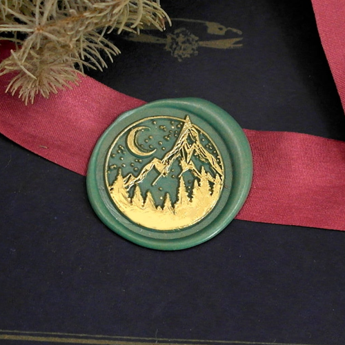 Mountain Forest Moon Star Metal Stamp / Wedding Wax Seal Stamp