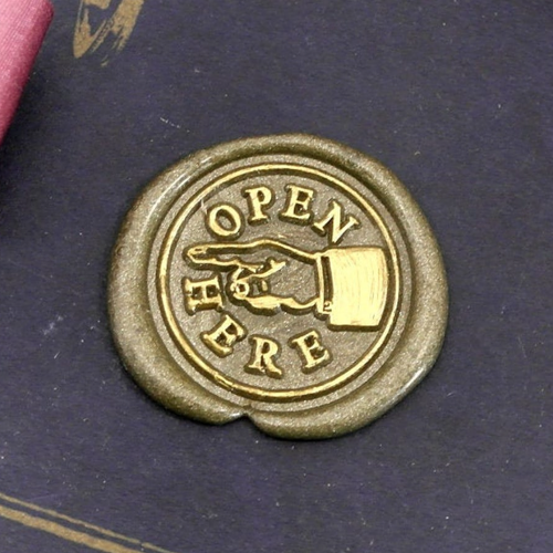 Open Here in Hand Metal Stamp / Wedding Wax Seal Stamp