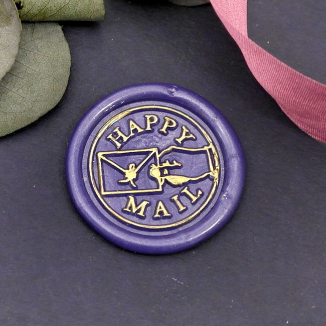 Happy Mail in Hand Metal Stamp / Wedding Wax Seal Stamp