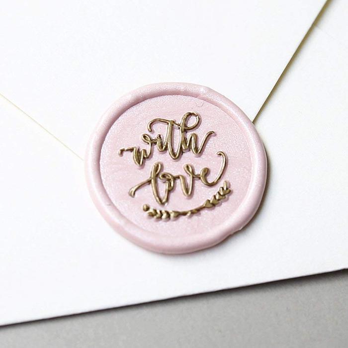 “ with Love ” Signature Design Wax Seal Stamp for Wedding, Handwritten Calligraphy by Shelly Kim – Perfect Decoration for Invitations, Cards, Envelopes, Snail Mails, Wine Packages, Gift Ideas