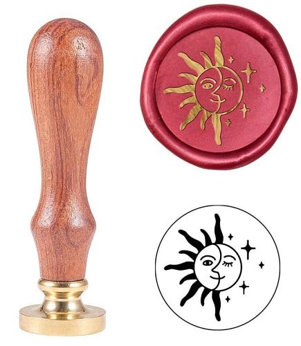 Sun Moon Wax Seal Stamp with Wooden Handle