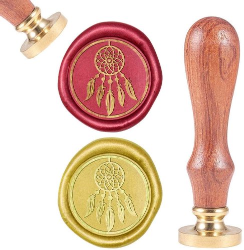 Vintage Wax Sealing Stamps Dream Catcher Retro Wood Stamp Removable Brass Head 25mm for Wedding Envelopes Invitations Embellishment Bottle Decoration Gift Packing