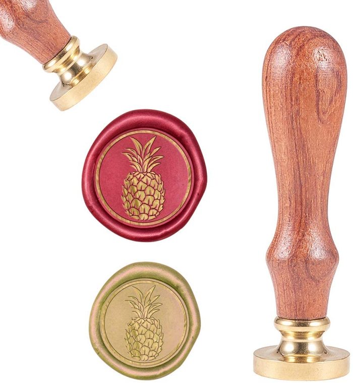 Fruit Sealing Wax Stamps Retro Wood Stamp Removeable Gold Brass Head 25mm Wooden Handle for Envelopes Party Invitations Bottle Decoration Gift Card