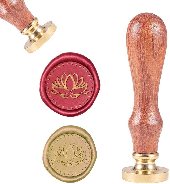 Flower Sealing Wax Stamps Retro Wood Stamp Removable Brass Head 25mm Wood Handle for Envelop Invitations Wedding Embellishment Gift Greeting Card