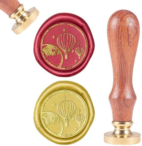 Vintage Wax Sealing Stamps Hot Air Balloons Retro Wood Stamp Removable Brass Head 25mm for Wedding Envelopes Invitations Embellishment Bottle Decoration Gift Packing