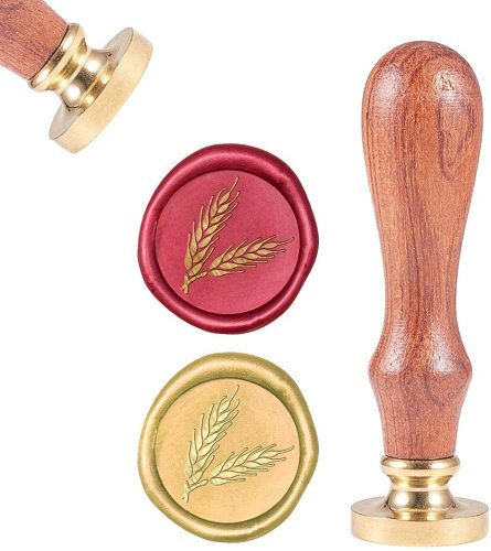 Stamp Wheat, Wax Sealing Stamps Vintage Wax Seal Stamp Retro Wood Stamp Removable Brass Seal Wood Handle for Wedding Invitations Embellishment Bottle Decoration Gift Packing