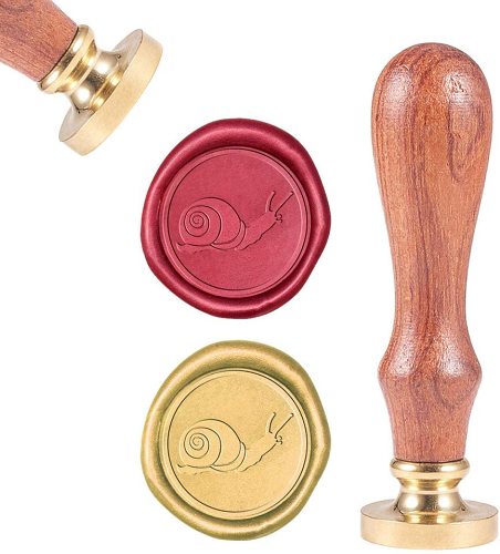 Sealing Wax Stamps Snail Pattern Retro Wood Stamp Wax Seal 25mm Removable Brass Seal Wood Handle for Envelopes Invitations Wedding Embellishment Bottle Decoration Gift Packing