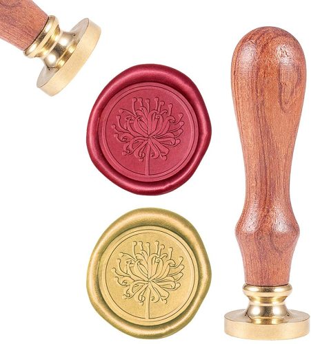 Wax Seal Stamp, Sealing Wax Stamps Higan Bana Retro Wood Stamp Wax Seal 25mm Removable Brass Seal Wood Handle for Envelopes Invitations Wedding Embellishment Bottle Decoration Gift Packing
