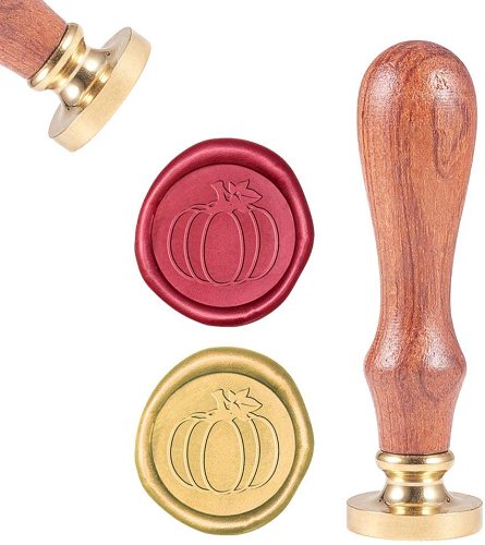 Pumpkin, Wax Sealing Stamps Christmas Retro Wood Stamp Removable Brass Seal Head Wood Handle for Party Envelop Invitations Greeting Card Letter Seal Bottle Decoration