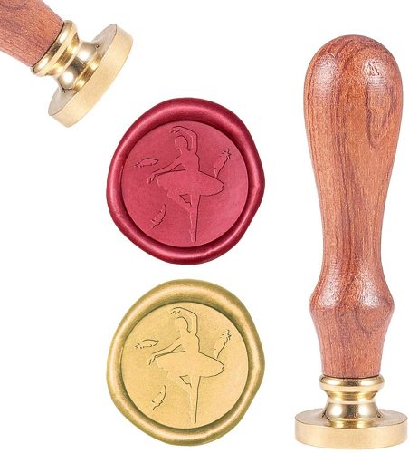 Wax Seal Stamp Ballet Dancer, Sealing Wax Stamps Retro Wood Stamp Wax Seal 25mm Removable Brass Head Wood Handle for Envelopes Prom Invitations Wedding Embellishment Bottle Decoration Gift