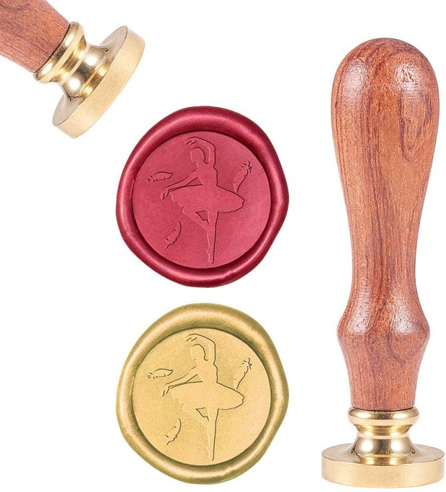 Wax Seal Stamp Ballet Dancer, Sealing Wax Stamps Retro Wood Stamp Wax Seal 25mm Removable Brass Head Wood Handle for Envelopes Prom Invitations Wedding Embellishment Bottle Decoration Gift