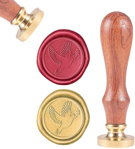 Sealing Wax Stamps Pigeon Retro Wood Stamp Wax Seal 25mm Removable Brass Seal Wood Handle for Envelopes Invitations Wedding Embellishment Bottle Decoration Gift Packing