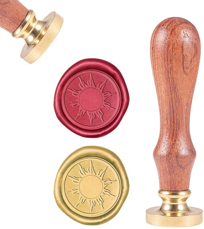 Wax Sealing Stamps Sun Vintage Wax Seal Stamp Retro Wood Stamp Removable Brass Seal Wood Handle for Wedding Invitations Embellishment Bottle Decoration Gift Packing
