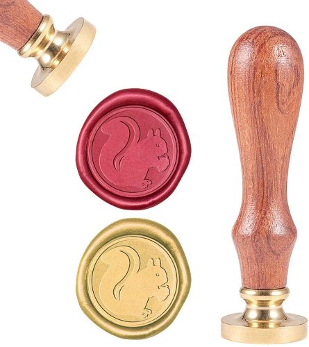 Wax Sealing Stamps Squirrel Vintage Wax Seal Stamp Retro Wood Stamp Removable Brass Seal Wood Handle for Wedding Invitations Embellishment Bottle Decoration Gift Packing